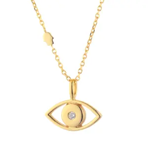 Collar de plata de ley 925 Cubic Zirconia collar de Hamsa collar de mal de ojo para las mujeres y las niñas conjuntos de joyas de oro