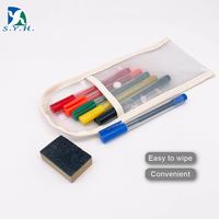 Ensemble de marqueurs pour tableau blanc à pointe transparente colorée avec effaceur en bois et en flanelle et sac en PVC, style minimaliste