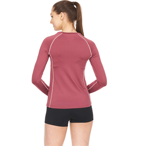 Camiseta de compresión atlética para mujer, camisa de manga larga ajustada, baselayer, compresión en blanco, con impresión de logotipo personalizado - Product Image 3