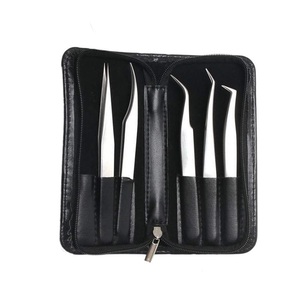 2025 Factory Direct ODM OEM Juego profesional de 5 pinzas de extensión de pestañas de acero inoxidable Puntos curvos rectos Juego completo - Product Image 1