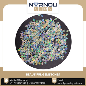 Opales naturelles multicolores taille ovale, pierres précieuses brutes polies avec effet de jeu de feux, cabochons en dôme, lot pour montures de bagues sur mesure - Product Image 6