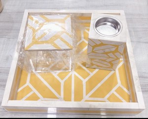 Caja y bandeja de quemador de Bakhoor con incrustaciones de hueso de madera, soporte de luz en T, artesanías indias, quemador de Bakhioor - Product Image 5