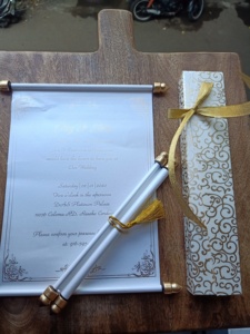 Boîte à ruban de luxe avec invitation en parchemin personnalisée |   Ensembles d'invitations personnalisées pour mariages et événements royaux - Product Image 2