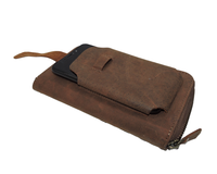 Dompet Kulit Asli Coklat Berkualitas Premium Buatan Tangan Desainer, RFID, Panjang, Vintage, untuk Ponsel, Bisnis, Dapat Disesuaikan, Dipersonalisasi