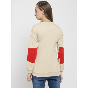 Automne femmes sweat à capuche court grande taille goutte épaule col côtelé impression personnalisée Logo col montant sweat à capuche sweat - Product Image 4