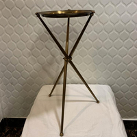 Table basse pliante en laiton pur avec plateau rond et pieds croisés, mobilier moderne pour salon, portable et détachable