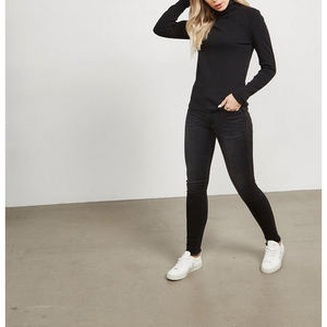 Jean Denim noir avec votre propre Logo personnalisé pour femmes, bas prix, pas cher, tissu Denim, pas cher, - Product Image 3