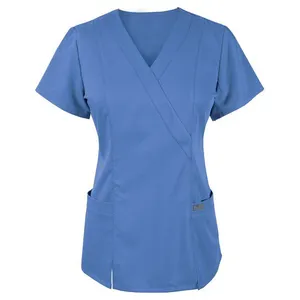 Popolare cielo blu personalizzato alla moda Scrub Top infermiere uniformi ospedaliere disegni di Scrub medici