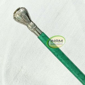 Bâton de marche en bois fait à la main de qualité Vintage avec poignée en laiton/cannes de marche en bois avec poignée en laiton argenté - Product Image 3