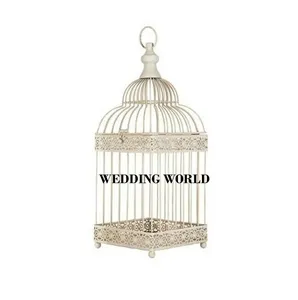 Iron Wire Bird Cage Square And Dome Shape Hanging Birds Cage For Home And Garden High Quality Metal Luxury Bird Cage