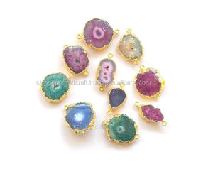 Conector de doble fianza para la fabricación de joyas, cuarzo Solar Natural electropalizado, estilo bohemio, piedra preciosa, Material de latón - Product Image 2