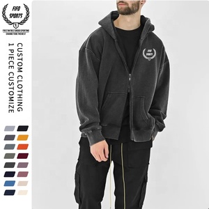 Sweat à capuche personnalisé 500 g/m² en polyester/coton pour hommes Oversize Boxy Cropped Zipper Design Spring Print Pattern Short Length Hooded - Product Image 4