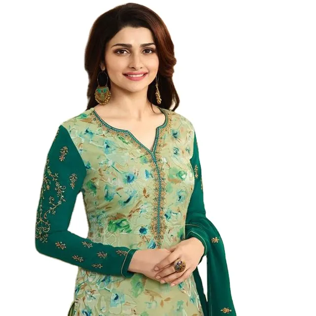 Salwar kameez wanita India etnik Pakistan wanita Punjabi jahitan sabar tersedia grosir setelan 3 buah India