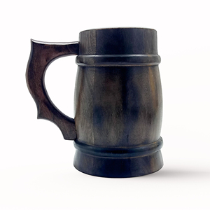 Chope à bière en bois esthétique brun foncé Capacité de 500ml Robuste élégante avec poignées Salle à manger Bubble Tea La plus grande société de fabrication - Product Image 6
