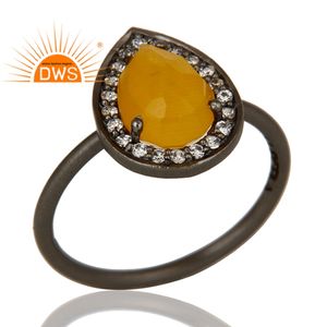 Pierre de lune naturelle en topaze naturelle, anneau d'empilage, bijoux en pierre précieuse, plaqué argent Sterling, Rhodium, fabrication - Product Image 2