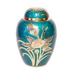 โกศบรรจุอัฐิผู้ใหญ่ ดีไซน์ตะวันตก ลายดอกไม้ งานฝีมือประณีต  ทำจากทองเหลืองแท้  แบบกำหนดเองได้  ทรงกระบอกทันสมัย - Product Image 1