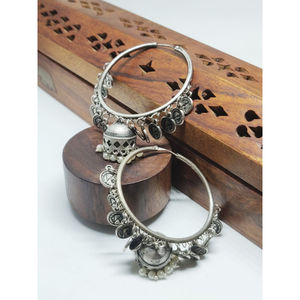 Boucles d'oreilles de style indien pour femmes et filles, bijou en laiton et argent, nouvelle tendance, vente en gros, - Product Image 1