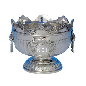Luxury Embossed Design Large Capacity Fruit Storage Serving Bowl <b>Royal</b> Hotel <b>Catering</b> Serving Deep Fruits Storage Bowl - Product Image 1