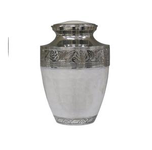 Belle urne de crémation gravée pour adulte émail blanc fini urne pour adulte pour cendres humaines fournitures funéraires en gros au meilleur prix - Product Image 2
