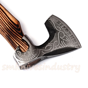 Hacha de Damasco personalizada hecha a mano, 16 pulgadas, mango de madera teñida, hacha bonita (Smk1941) - Product Image 4