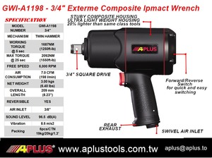 APLUS-llave de impacto de aire GWI-A1198, carcasa compuesta de 3/4 pulgadas, ligera y más potente - Product Image 2
