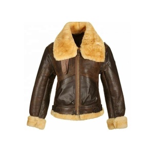 Vestes à la mode en peau de mouton, col en fourrure, bombardier chaud d'hiver, peau de mouton - Product Image 1