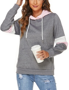 Sudaderas con capucha informales para exteriores para mujer, Jersey de rayas de lana de manga larga, chaqueta con logotipo frontal, Tops de invierno con bolsillos - Product Image 2