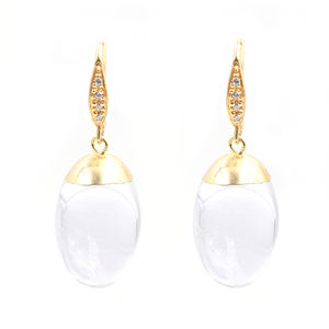 44-45mm cristal Quartz boucles d'oreilles or plaqué laiton fil d'oreille résultats en argent Sterling Zircon raisins forme fabriqués à la main - Product Image 5