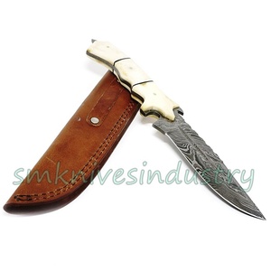 Custom Handmade Damascus Steel Knife Camel Bone Handle Durable Survival Hunting Bowie Knife (12" Inches OEM Available) (smk1708) - Product Image 5