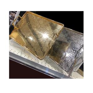 Plateau de service en bois et en acrylique de forme rectangulaire avec ensemble de sous-verres décoration de mariage plateau de collations alimentaires à vendre - Product Image 3