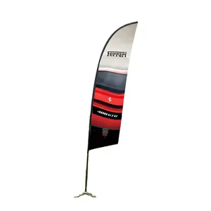 कस्टम विपणन डबल पक्षीय विज्ञापन समुद्र तट पंख हस्ताक्षर बैनर झंडा