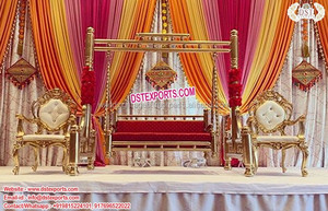 Muslim Wedding Sangeet Stage Jhula Set Hindu Wedding Latest Designer <b>Swing</b>/Jhula Muslim Wedding <b>Wooden</b> Carved <b>Swing</b> Set - Product Image 2