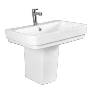 Articles sanitaires de salle de bain en céramique de qualité exportée: Ensemble de lavabo à demi-piédestal de designer par Cera-Lavabo support pour évier Pottery Works