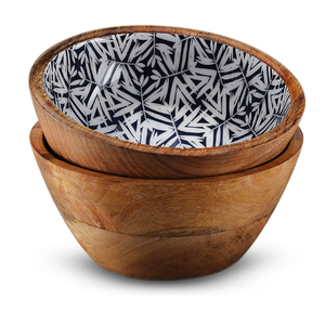 Bol en bois naturel à imprimé d'émail, Design personnalisé, pour service alimentaire sans danger des aliments, vente en gros fait à la main par oxia, accessoires pour la maison - Product Image 1