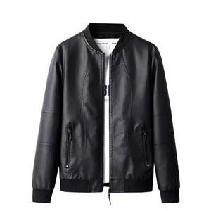 Chaqueta de cuero con cremallera informal para hombre de otoño e invierno, ropa para hombre, chaqueta de moda de cuero de manga larga delgada - Product Image 3