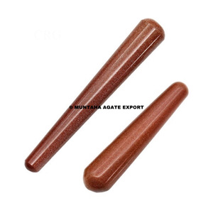 Venta al por mayor varita de cristal de oro rojo natural hecho a mano bola de cristal de cuarzo rosa piedra semipreciosa única artesanía para la curación - Product Image 1