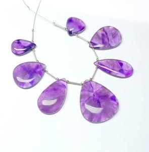 ลูกปัดหินอเมทิสต์เจียระไนธรรมชาติลูกปัดทรงลูกแพร์เรียบขนาด5นิ้วลูกปัดหลวมสำหรับใช้เป็นเครื่องประดับ - Product Image 1