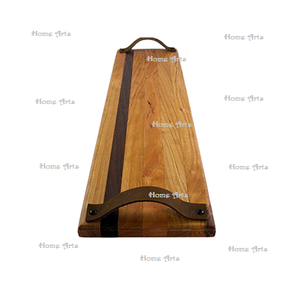 Bandeja para servir aperitivos de madera maciza con asas de hierro Bandeja de té y café de diseño admirable para uso en hoteles domésticos - Product Image 6