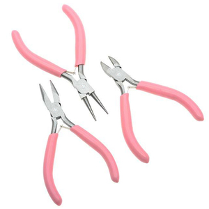 Kit de pinces 3 pièces pour les bijoux, outils de bijouterie, avec pince à nez rond, coupe-anneau, rose, 1 pièce - Product Image 4
