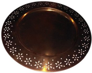 Placa de cargador indio para bodas, hoteles y banquetes, placa decorativa de metal martillado dorado para fiestas de boda - Product Image 3