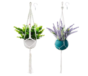 Support mural durable en macramé pour plantes et pots de fleurs, pour décoration murale - Product Image 1