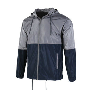 Chaqueta deportiva personalizable para hombre, con capucha y cremallera completa, cortavientos ligero e impermeable de piel de oveja, prendas de vestir informales de otoño en gris marino - Product Image 2