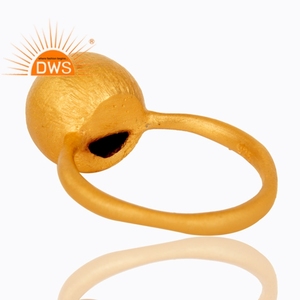 Anillo Apilable de Plata 925 Chapado en Oro de 18 Quilates, Acabado Cepillado Hecho a Mano, Proveedor de Joyería, Colección Clásica - Product Image 3