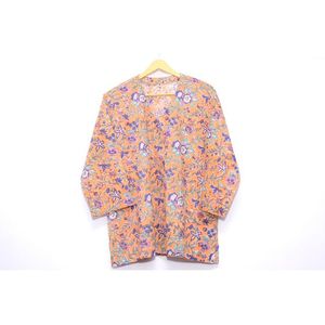 Conjunto de pijama de algodón hecho a mano con estampado floral para mujer, cintura elástica, tallas XL 5XL, algodón indio de verano para - Product Image 4