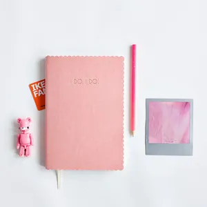 Customized Logo Soft PU Leather Faux Cute Fancy Pink Journal A5 Office Recycling Paper Lined Planner School Business Notebook