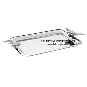 Plateau de service à café rectangulaire en acier inoxydable Fournitures pour hôtels et restaurants Plateau à thé de table Vaisselle de bar Plateau de service à vin en métal - Product Image 6