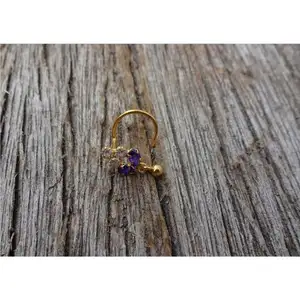 Gold Floral Nose Stud Gold Pleated Ring Nose Piercing L shaped Stud Woman Body Jewelry Sterling Silver Nose Pin