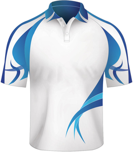 Polo de Manga Corta Blanco para Hombre con Patrón Geométrico Azul Sublimado - Product Image 1