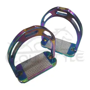 Rainbow Stirrups Multi Colors Aluminum Steel Lightweight Material With Stainless Steel Pad Horse Riding Saddle Stirrups For Men