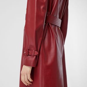 <b>Maroon</b> Colour <b>Top</b> Quality Real Leather Button & Belt Closure Unisex Trench Coat available in all Colours Made In Pakistan - Product Image 4